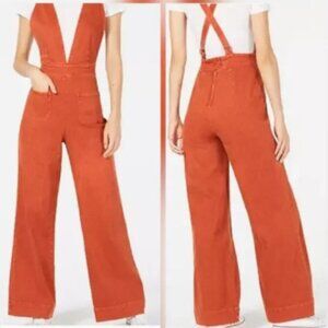 Urban Outfitters BDG Size 12 Eleanor Denim Overall Jumpsuit Burnt Orange VGUC